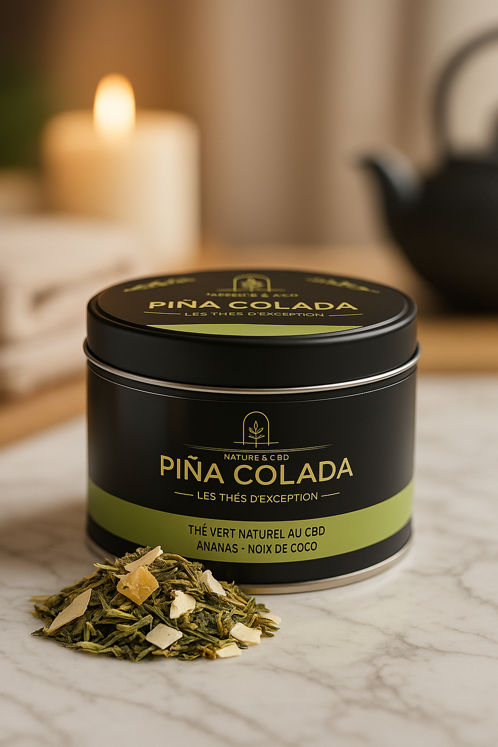 THÉ VERT AU CBD PIÑA COLADA - ANANAS ET NOIX DE COCO - 30G