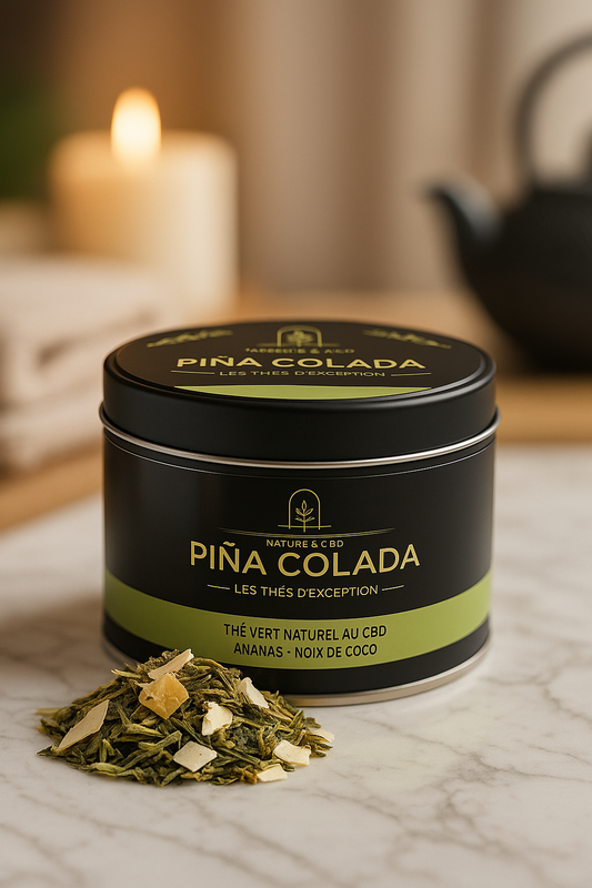 THÉ VERT AU CBD PIÑA COLADA - ANANAS ET NOIX DE COCO - 30G