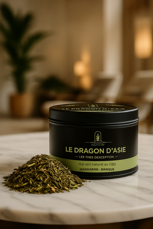 THÉ VERT AU CBD DRAGON D'ASIE - MANDARINE ET MANGUE - 30G