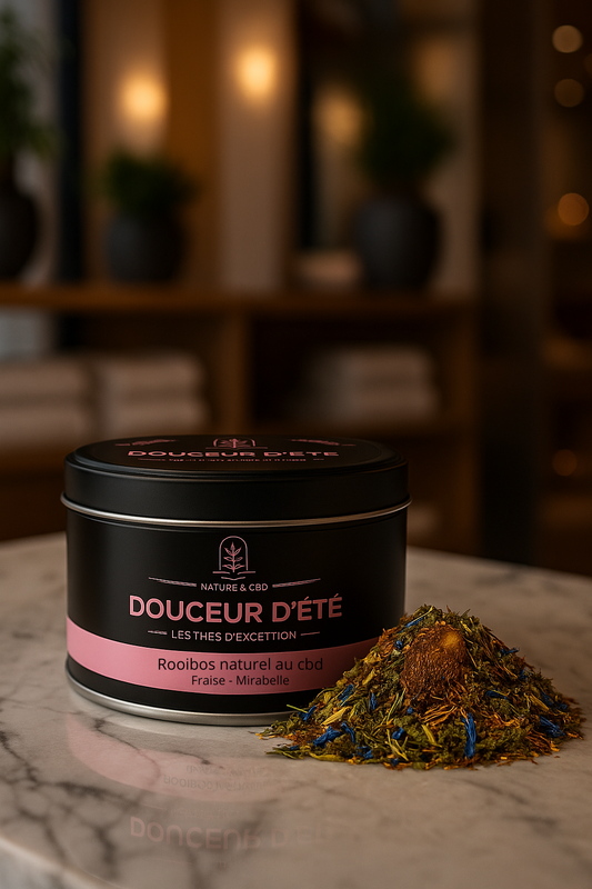ROOIBOS AU CBD DOUCEUR D'ÉTÉ - FRAISE ET MIRABELLE - 30G